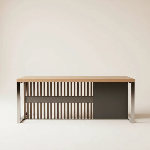 63 Inch Executive Office Desk Stainless Steel Frame - clean product shot