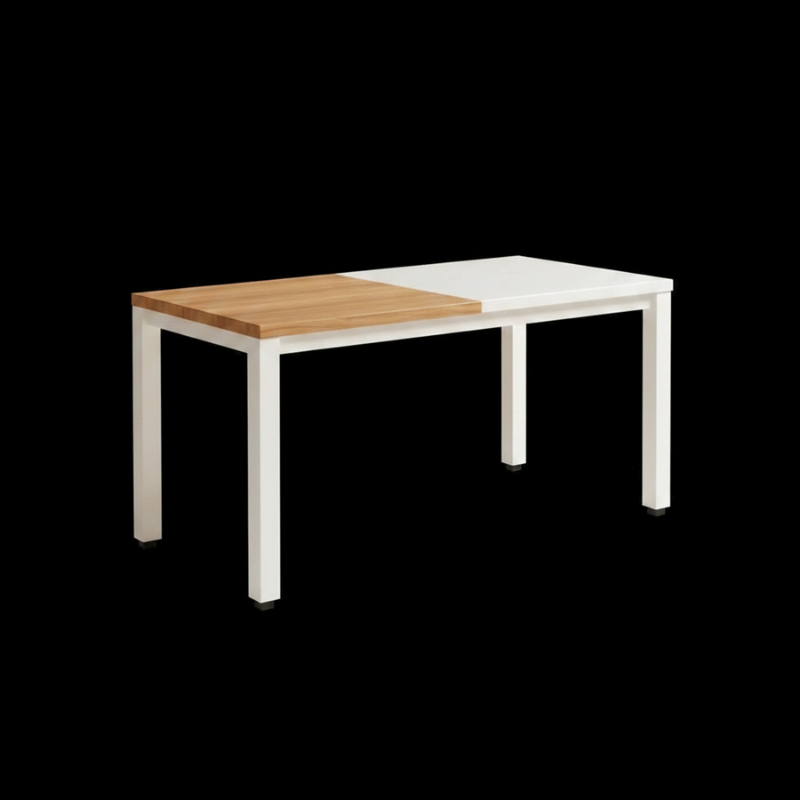 120cm Teak Wood White High Gloss Finish Desk Stability