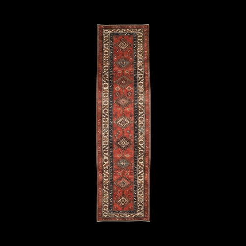 3x14.5 Antique Northwest Persian Rug Runner - black background product shot