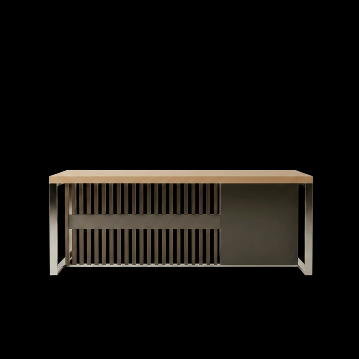 63 Inch Executive Office Desk Stainless Steel Frame
