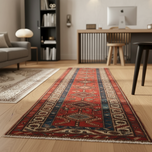 3x14.5 Antique Northwest Persian Rug Runner - daytime apartment close-up