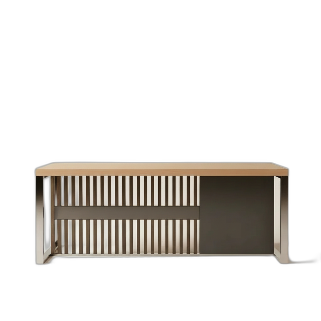 63 Inch Executive Office Desk Stainless Steel Frame