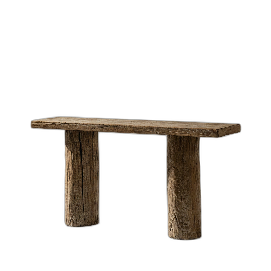 Arbor 60' Reclaimed Elm Double Pillar Console Table, Heritage Medium-Dark Brown